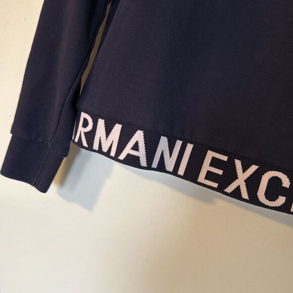 Armani Exchange A|X Logo‎ Sweatshirt Blue Crewneck Pullover Cotton Blend Medium - Picture 5 of 9